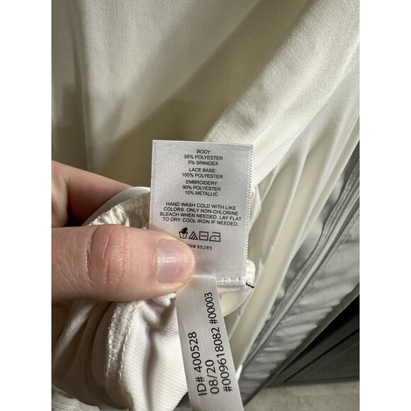 NWT Express Lace Ivory Bodysuit Long Sleeve Size Small Formal V Neck Lace - Picture 7 of 9